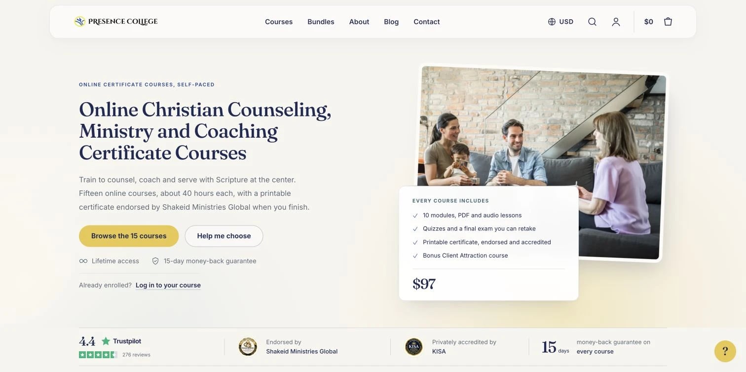 Homepage of Presence College