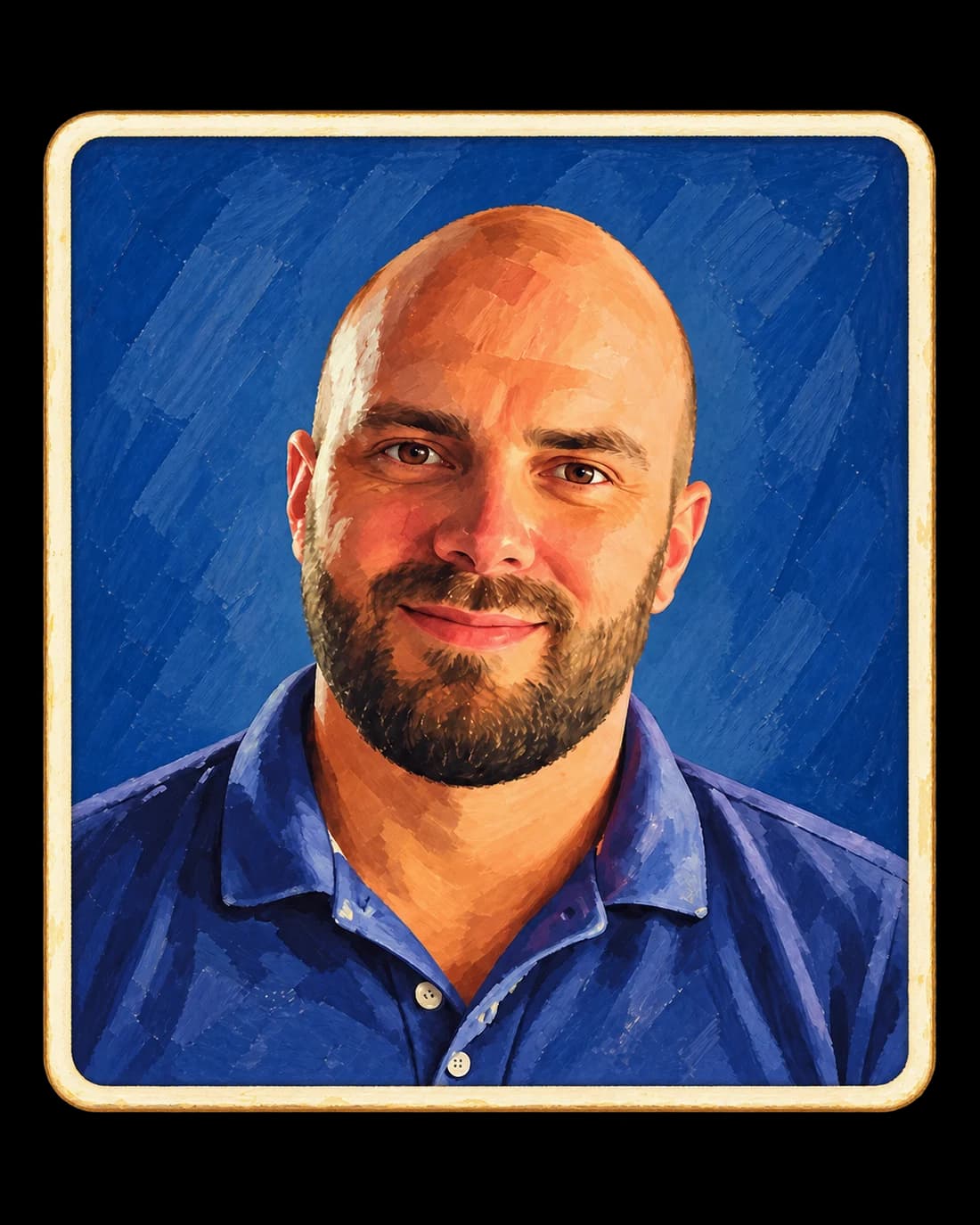 Retro illustrated portrait of Paul Savine